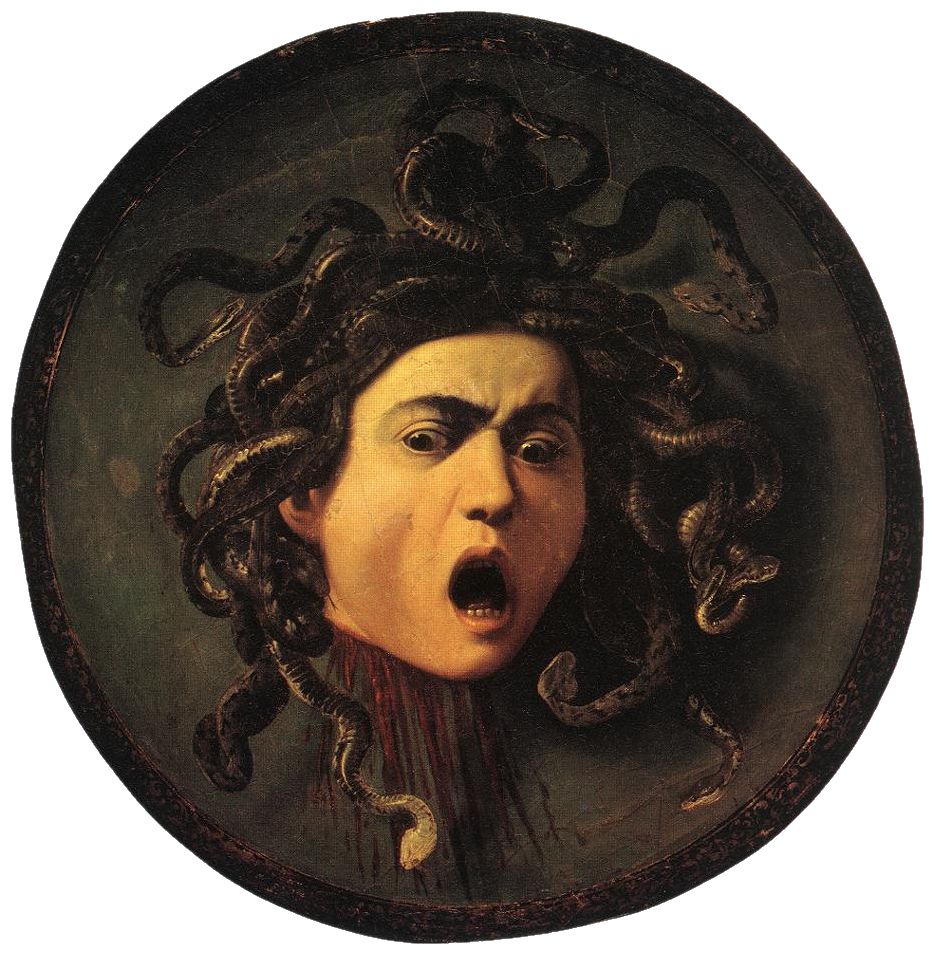 Medusa by Caravaggio. License: according to http://www.ibiblio.org/wm/about/license.html GNU-FDL or cc-by-sa-1.0 (here: PD-art)